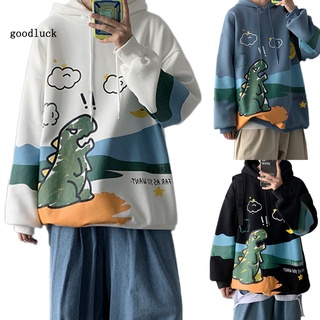[Ready Stock] Men Winter Cartoon Dinosaur Print Pullover Long Sleeve Sweatshirt Loose Hoodie (6)
