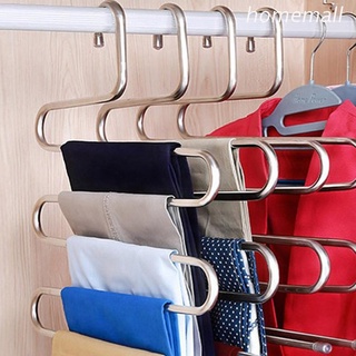 Ho creativo antideslizante pantalones Rack ahorro de espacio en forma de S 5 capas armario pantalones perchas multifuncional armario gancho tienda colección utensilios de hogar artículo (1)