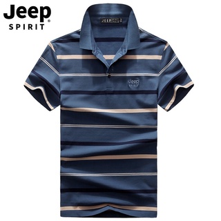 Jeep jeep STRIPE Short sleeves polo men 's Loose 2021 Summer Thin Business casual Men' s neck Top