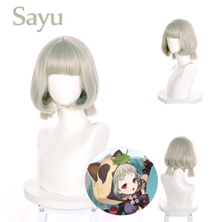 Genshin Impact-Sayu Pelucas Cosplay Prop Hairpiece Anime Sliver Verde Pelo Corto Disfraz Peluca Halloween Moda popular