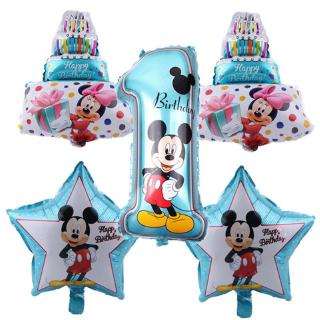 5 unids/set de globos de papel de aluminio de mickey minnie mouse/feliz cumpleaños/fiesta temática