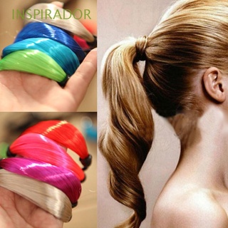 inspirador moda cuerda de pelo mujeres scrunchie ponytail titular nuevo elástico pelo banda recta peluca/multicolor