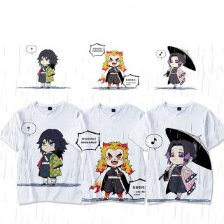 Anime Demon Slayer: Kimetsu No Yaiba Tanjirou Nezuko Giyouu Zenitsu Tops Short Sleeve Cosplay T shirt Adult Kids Top
