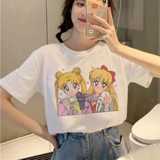 Sailor Moon Harajuku Ullzang Camisetas De Las Mujeres Estilo T-shirt 90s Gráfico Lindo Estética Camiseta Divertida Kawaii Top Femeninas