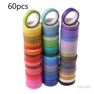 likvimo 60 rollos washi cintas de enmascaramiento | 8 mm de ancho colorido decorativo enmascaramiento diy cintas para manualidades álbum de recortes regalos warpping