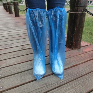 1 par de cubiertas de zapatos de lluvia desechables de plástico grueso impermeable duraderos para botas de alta parte superior (6)