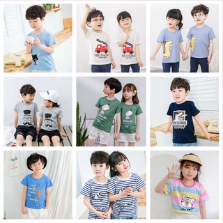 Niños de dibujos animados de manga corta T-Shirt verano niños niñas algodón manga corta Top lindo camisa