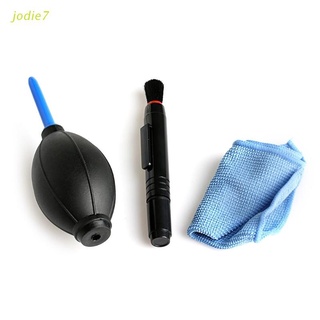 jodie7 3 en 1 lente limpiador conjunto dslr vcr cámara polvo pluma soplador limpiaparabrisas kit de tela