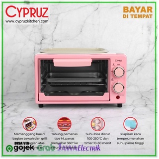 Cypruz Mini horno 2 en 1 horno eléctrico 12 litros TG-0310 bajo Watt - rosa (1)