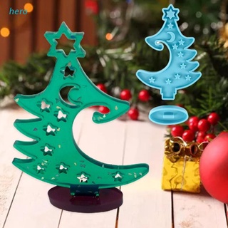 Héroe árbol de invierno anillo titular de resina epoxi molde montar árbol de navidad molde de silicona DIY artesanía baratija caja decoraciones molde
