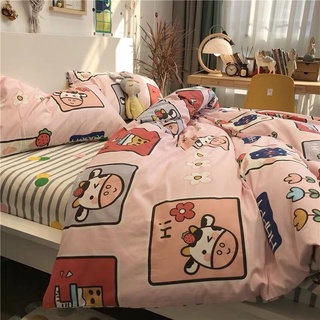 ✨La vida❤️Boutique ⚡De dibujos animados perro lavado de algodón de cuatro piezas conjunto lindo sábana edredón cubierta estudiante dormitorio de tres piezas ropa de cama de los niños (8)