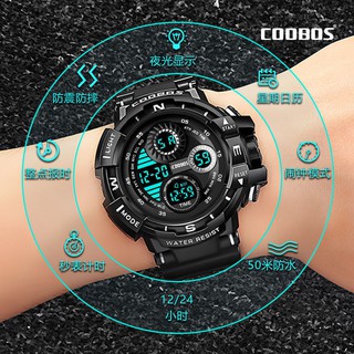 Watch men's black technology junior and high school students boys children trend youth waterproof luminous sports electronic watch (8)