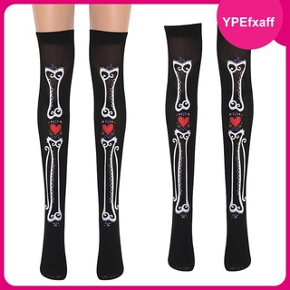 Halloween Thigh High Long Stockings Over Knee Bone Heart Socks Cosplay Halloween Sock Festival Stockings for Women