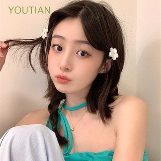 YOUTIAN Temperament Flower Hair Clips Korean Duckbill Clip Love Barrettes Hair Accessories Female Sweet Alloy Acrylic Simple Mirror