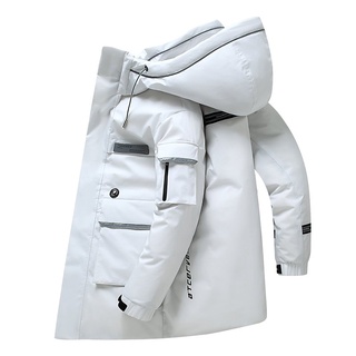 Abrigo con capucha para hombres y mujeres mantener caliente nueva chaqueta de longitud media abajo invierno blanco caliente espesamiento pato abajo ropa de trabajo ropa de pareja