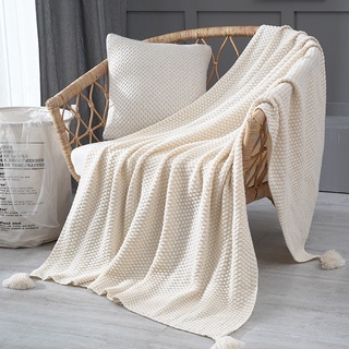 Manta de punto suave manta sofá/hogar/oficina manta con borla bebé manta ropa de cama creativa fotografía accesorios manta