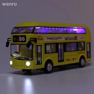 Aleación modelo de autobús Retro de dos pisos de londres Bus tire hacia atrás Bus sonido y luz juguete de pasajeros coche riel coche