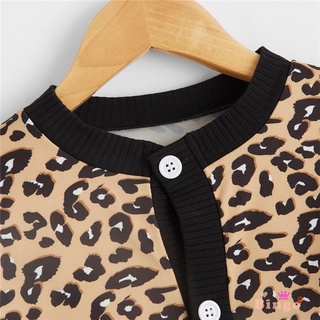 ✿☌☌otoño invierno niños pequeños Cardigan, bebé niñas leopardo impresión cuello redondo manga larga de un solo pecho Outwear Casual Tops (5)