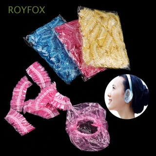 ROYFOX Salon Disposable Ear Cover Cleaning Ear Protector Caps One-off Earmuffs Plastic Bag Hair Dyeing Tool Transparent Waterproof Bath Shower/Multicolor