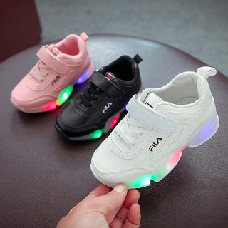 Bebé niños FILA de alta calidad de los niños LED luces zapatos de los niños Casual zapatillas de deporte zapatos de niño