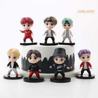 sanjose 7Pcs/Set BTS Bangton Boys Miniature Figurine Collection Model Ornament Kids Gift (2)