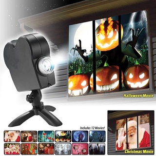 da navidad halloween -láser proyector 12 películas disco luz mini ventana cine en casa proyector interior al aire libre wonderland proyector (1)