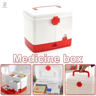 Multi-Compartment First Aid Box Multifunctional Storage Case Large Medicine Emergency Kit with Handle for Home Office