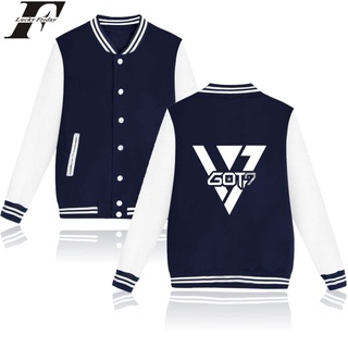 Got7 Kpop Sport Men Baseball Jacket Pocket Button Harajuku Hoodies Sweatshirt Coat Streewears