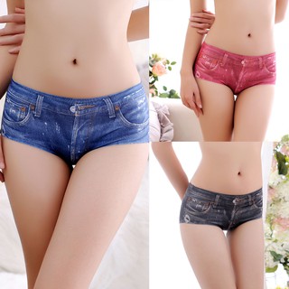 Lencería Sexy para mujer 3d con estampado de Jeans calzoncillos Boxer ropa Interior