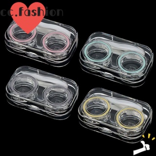 CACTU 4Pcs Banda elástica Caja de lentes de contacto Práctico Contenedor de lentes de gafas Estuche para lentes de contacto Accesorios para gafas Portátil Mini Transparente Soporte de|de gafas