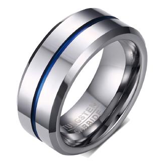 Anillo de boda de tungsteno azul para hombre joyería de 8 mm anillo de carburo de tungsteno anillo de aniversario