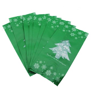 50 bolsas de regalo para árbol de navidad, diseño de copos de nieve, para hornear dulces, decoración de navidad (8)