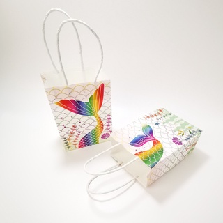 Sirena cola de papel bolsas de regalo de sirena bolsas de fiesta de cumpleaños decoraciones niños bebé ducha boda caramelo bolsa de suministros (5)