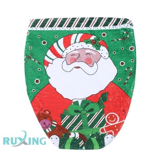 * Asiento de inodoro impreso tapa de inodoro cubierta alfombra decoración de navidad (Santa Claus) -