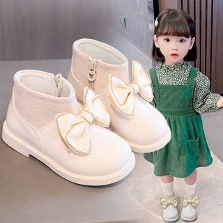 Las niñas botas2021Nuevas botas cortas de otoño e invierno para niños, botas de princesa de fondo suave para niñas, zapatos de bebé para niños pequeños (2)