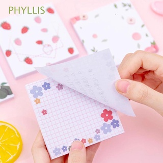 PHYLLIS Kawaii Note Paper Cartoon Office School Supplies Memo Pads 80 Pages Flower Message Stationery Decorative Notepad