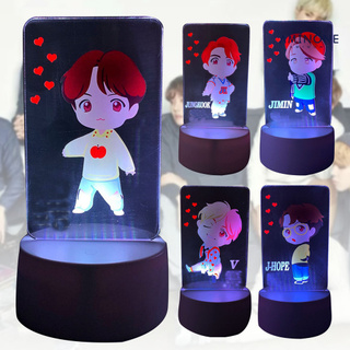 aminone colorido KPOP BTS miembro de dibujos animados figura diseño de la lámpara decoración adorno luz de noche