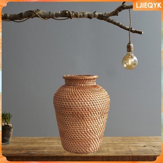 jarrón de mimbre para decoración rústica casa rural estilo país titular de flores jarrones para ramas secas, pampas hierba algodón
