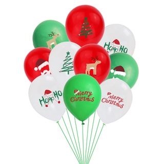 12 pulgadas globo de látex de navidad rojo verde árbol de navidad santa claus impreso globo decoración de navidad (1)