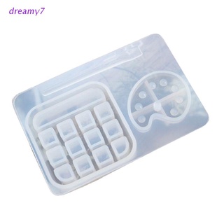 dreamy7 Handmade Palette Pigment Brush Resin Mold Paint Tray Box Keychain Pendant Epoxy Resin Casting Mold Jewelry Making Tools