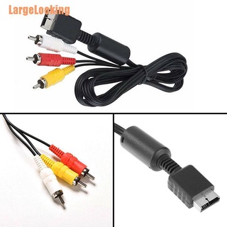 Largelooking* Cable AV Multi-Out/Cable de Audio 3 RCA plano para Playstation PS2 PS3