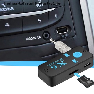 [THE11.15] Receptor Inalámbrico Bluetooth X6 De 3,5 Mm Jack AUX Audio Estéreo Música Micrófono Adaptador De Coche BR