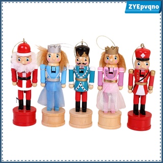 5 piezas artesanía gordita madera cascanueces solider figuras muñeca juguete de pie fiesta fiesta colgante chimenea decorativa navidad