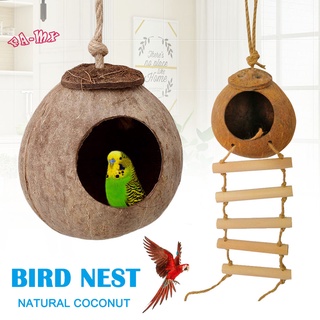 pájaros concha de coco nido de cría loros hámster subir escalera columpio juguete colgante