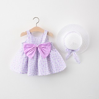 Vestido de flores lila para niñas (vestido lila de playa)