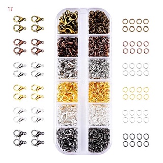 6 colores broches de langosta y 6 colores abiertos anillos de salto para hacer joyas (12 mm, 5 mm)