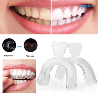 2 piezas de silicona de grado alimenticio termoforma de blanqueamiento de dientes bandeja de cuidado Dental protector bucal