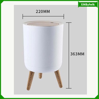 [twik] moderno cubo de basura redondo cubierta de prensa de imitación grano de madera alto pie cesta de residuos de gran diámetro baño inodoro casa basura
