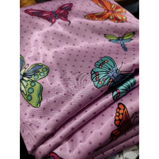 Tela de satén de seda mariposa rosa (8)