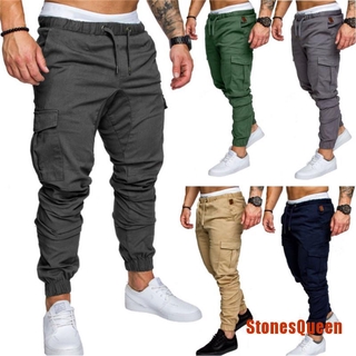 STEN Men Casual Cargo Pants Plus Size Sport Joggers Trousers Fitness Gym Swe (1)
